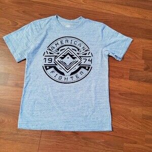 New American Fighter Men’s Graphic Print Blue Shirt T-Shirt Size M